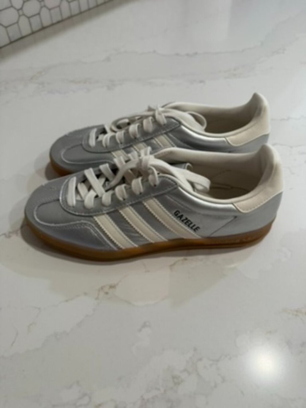 Adidas Gazelle | Silver Metallic / Core White | Size 6.5